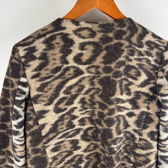 Ann Taylor Virgin Wool Blend Brown Leopard Print Jacket XS - Picture 8 of 11